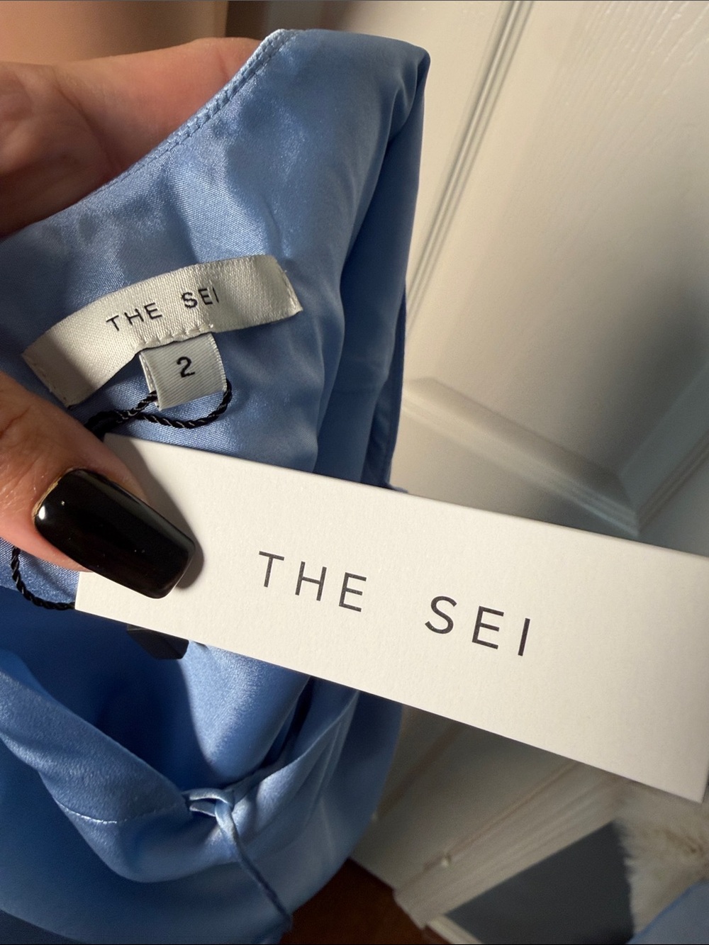 The Sei Bias Slip Dress And Cape in Icy Blue silk maxi gown - Picture 6 of 9